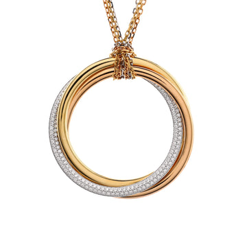 Cartier Trinity Pendant Necklace 18K Tricolor Gold with Diamonds Large