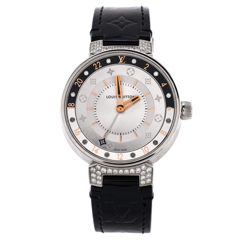 Louis Vuitton Tambour Moon Dual Time Quartz Watch Stainless Steel