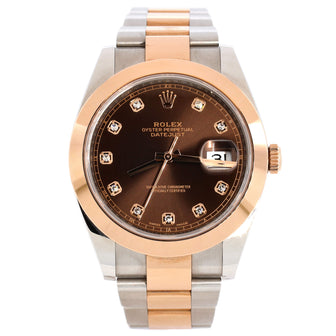 Rolex Oyster Perpetual Datejust Automatic Watch Stainless Steel and Rose Gold with Diamond Markers 41