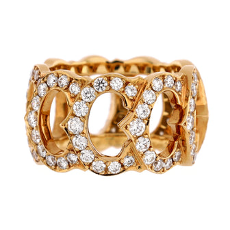 Cartier C de Cartier Link Band Ring 18K Yellow Gold and Pave Diamonds