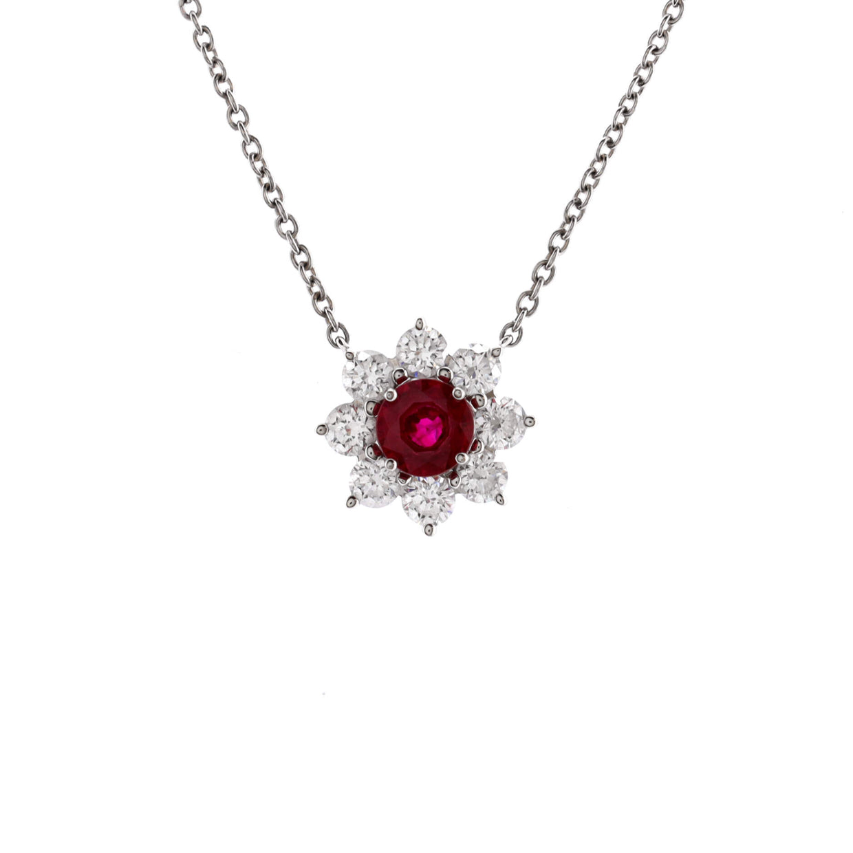 Harry Winston Sunflower Petite Pendant Necklace Platinum with Ruby and ...