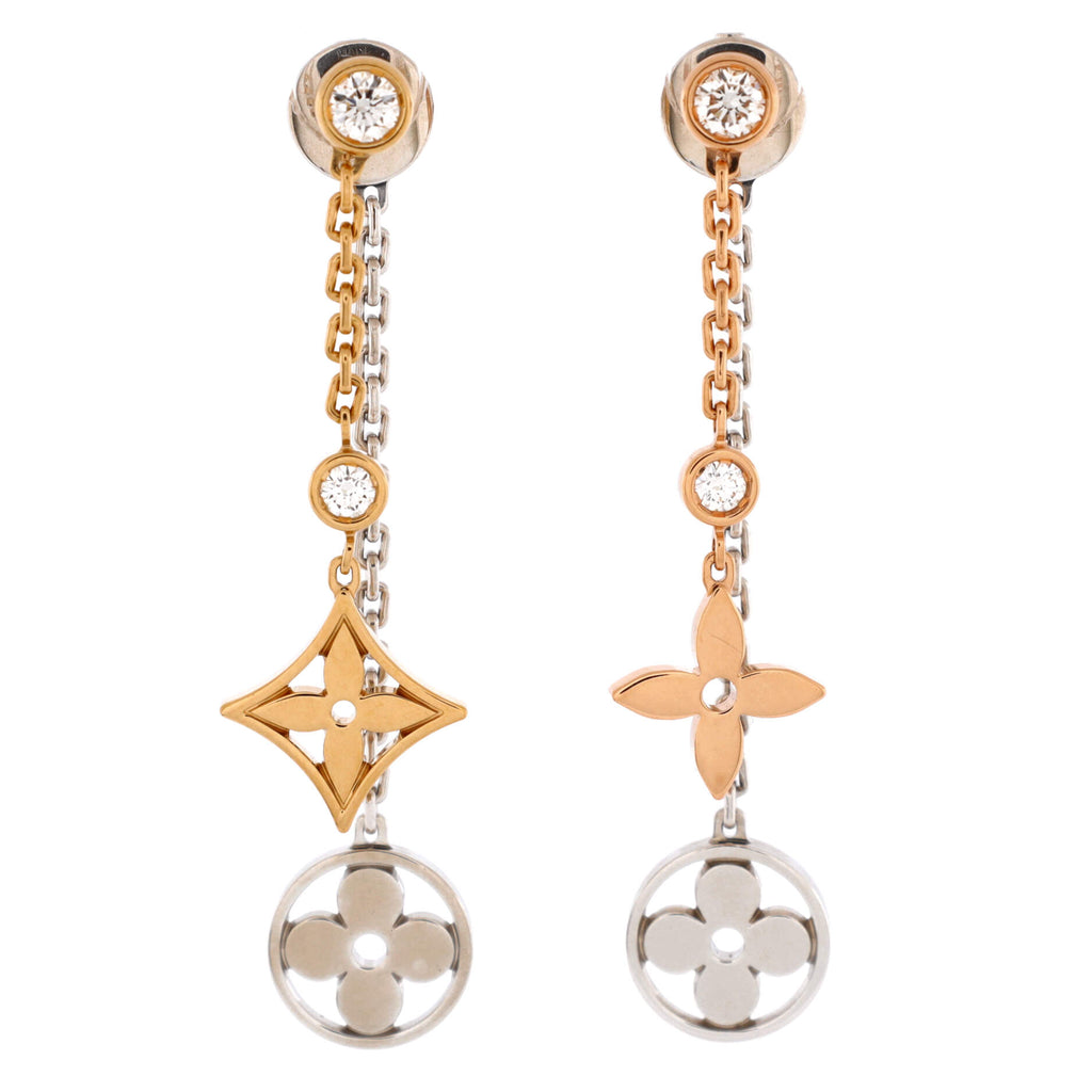 Louis Vuitton Blossom Drop Earrings 18K Tricolor Gold and Diamonds Tricolor  gold 2105207