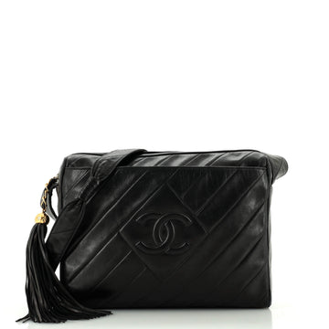 Chanel Vintage Diamond CC Camera Bag Diagonal Quilted Leather Medium