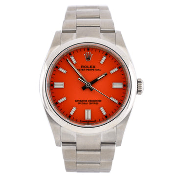 Rolex Oyster Perpetual Coral Red Automatic Watch Stainless Steel 36