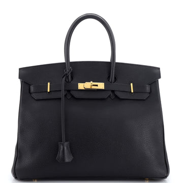 Hermes Birkin Handbag Black Ardennes with Gold Hardware 35