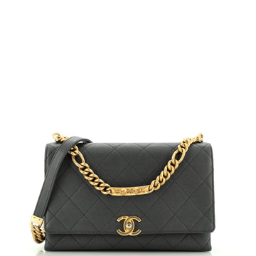 Chanel Bracelet On Chain Flap Bag Quilted Caviar Medium