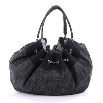 Chanel Stretch Spirit Cabas Denim Large Blue