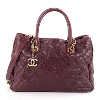 Chanel Shiva Tote Quilted Caviar Medium Red