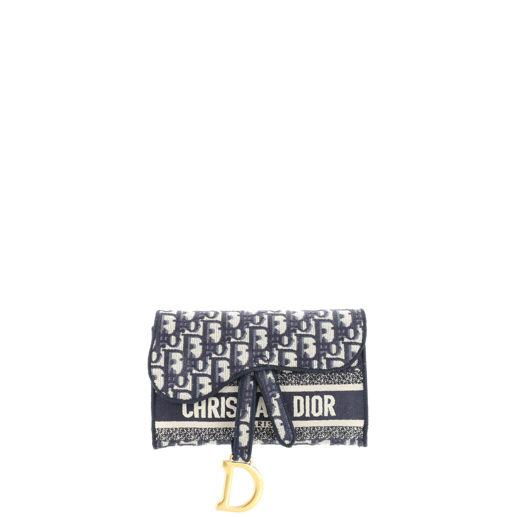 Christian Dior Oblique Slim Saddle Pouch in Blue Oblique Canvas