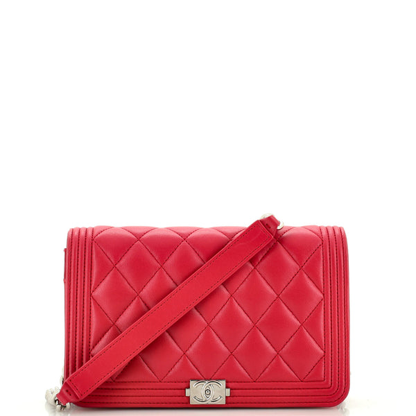 Chanel Boy Wallet on Chain Quilted Lambskin Pink 2106332