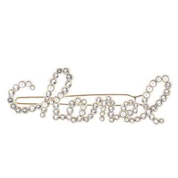 Chanel Swirling Logo Hair Clip Faux Pearls and Crystal Embellished Metal