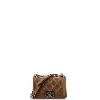 Chanel Boy Flap Bag Quilted Calfskin with Micro Chain Detail Small