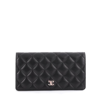 Chanel L-Yen Wallet Quilted Lambskin Long Black