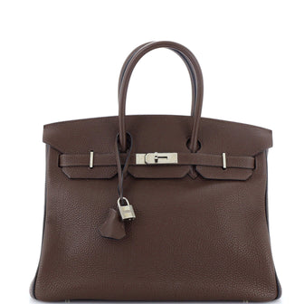 Hermes Birkin Handbag Bicolor Togo with Palladium Hardware 35