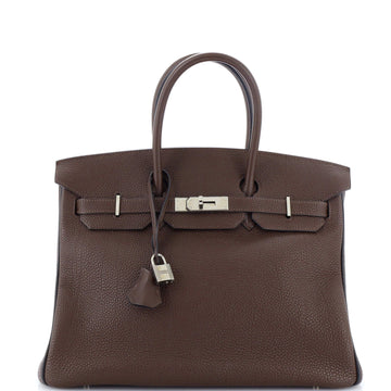 Hermes Birkin Handbag Bicolor Togo with Palladium Hardware 35