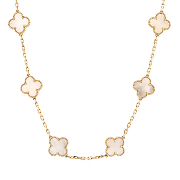 Van Cleef & Arpels Vintage Alhambra 10 Motifs Necklace 18K Yellow Gold and Mother of Pearl