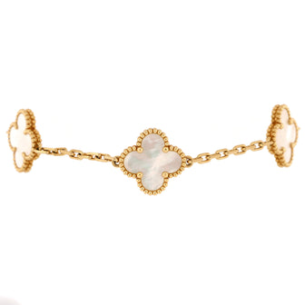 Van Cleef & Arpels Vintage Alhambra 5 Motifs Bracelet 18K Yellow Gold and Mother of Pearl