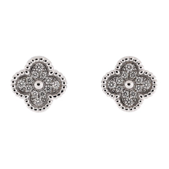 Van Cleef & Arpels Sweet Alhambra Stud Earrings 18K White Gold and Diamonds