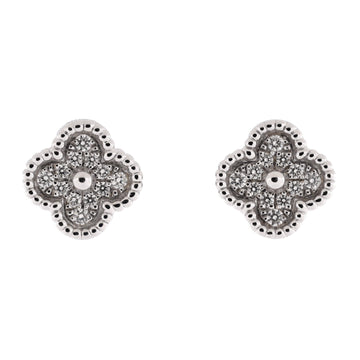 Van Cleef & Arpels Sweet Alhambra Stud Earrings 18K White Gold and Diamonds