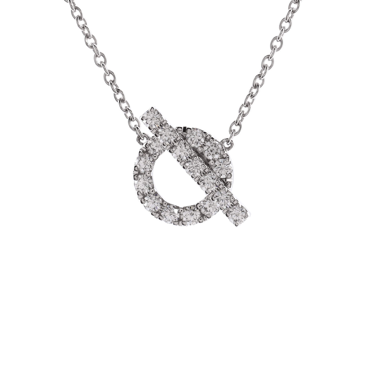 Hermes Finesse Pendant Necklace 18K White Gold and Diamonds White gold