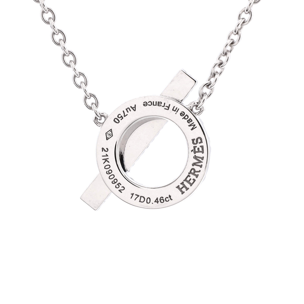 Hermes Finesse Pendant Necklace 18K White Gold and Diamonds White gold