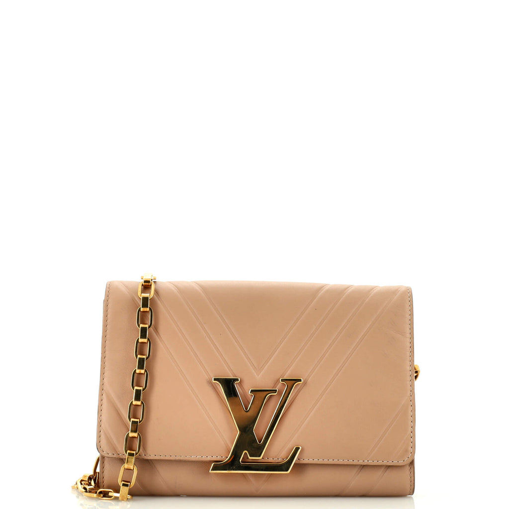 Louis Vuitton, Bags, Louis Vuitton Louise Gm Nude Clutch With Chain