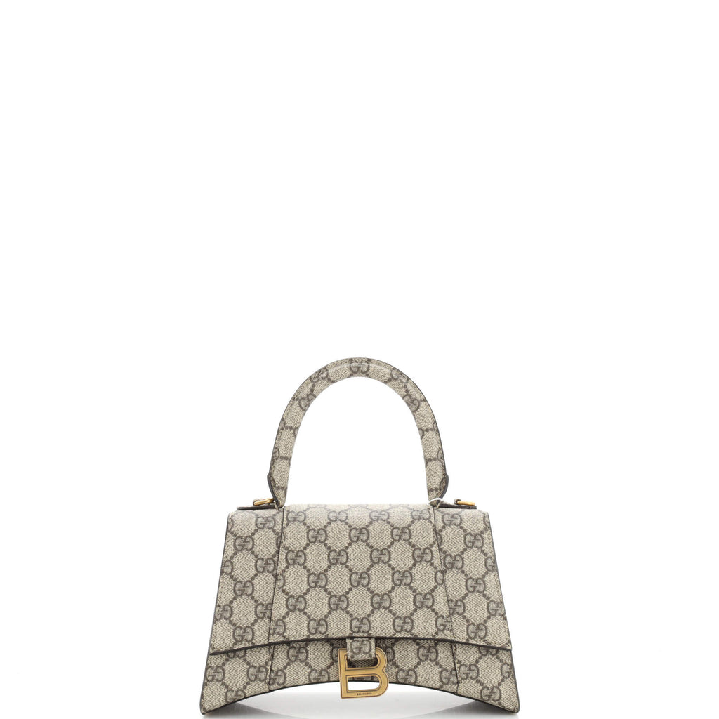 Gucci x Balenciaga The Hacker Project Hourglass Top Handle Bag GG Coated  Canvas Small Brown 2107804