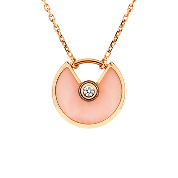 Cartier Amulette de Cartier Pendant Necklace 18K Rose Gold with Pink Opal and Diamond XS