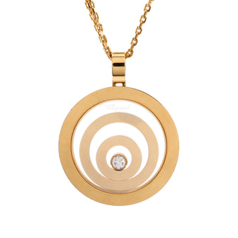 Chopard Happy Spirit Triple Circle Pendant Necklace 18K Yellow Gold with Diamond