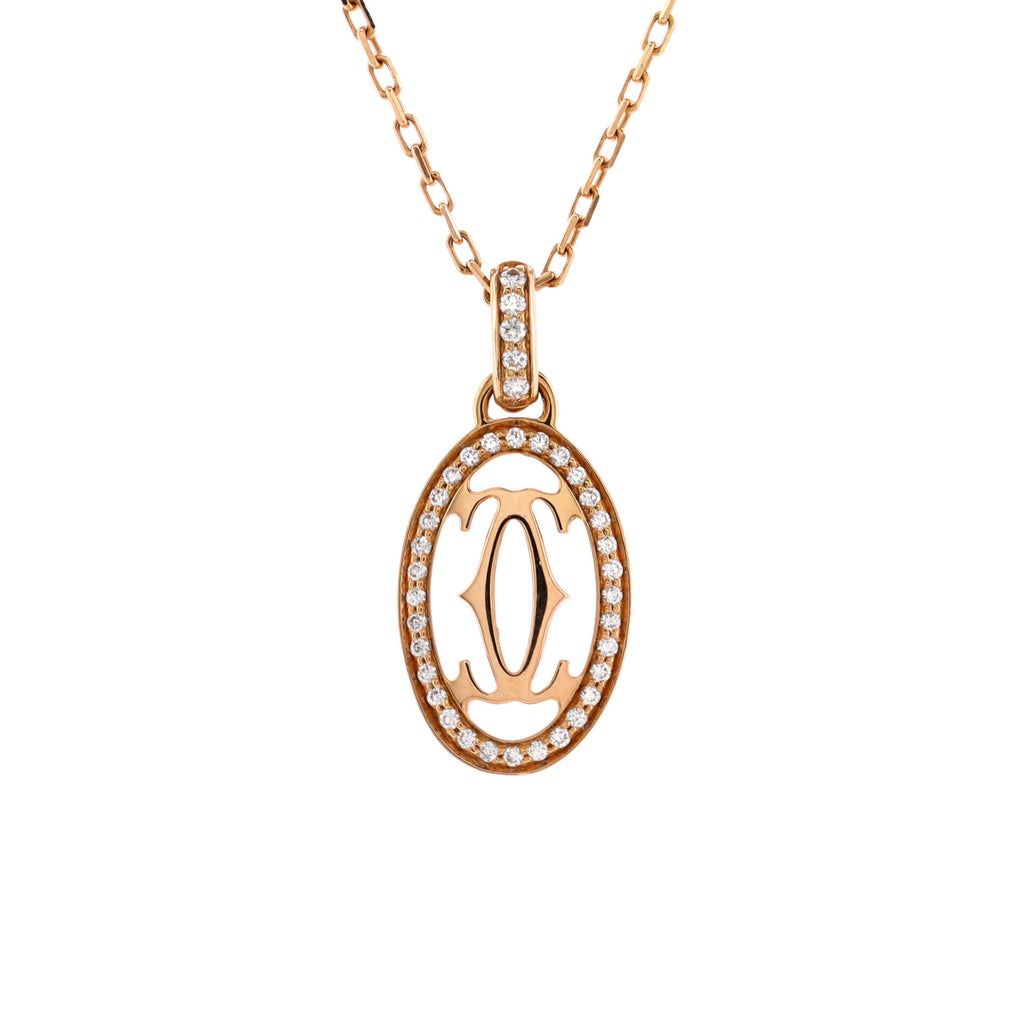 Cartier - Double C 18K White Gold Diamond Pendant – Robinson's Jewelers