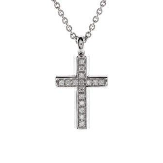 Bvlgari Latin Cross Necklace 18K White Gold and Diamonds