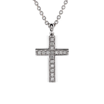 Bvlgari Latin Cross Necklace 18K White Gold and Diamonds