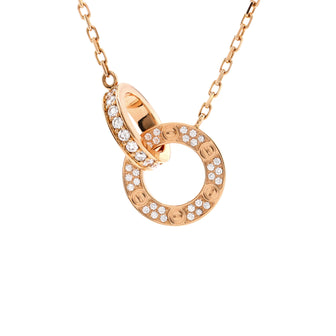 Cartier Love Interlocking Pave Necklace 18K Rose Gold and Diamonds