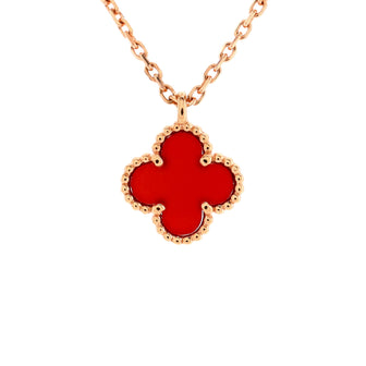 Van Cleef & Arpels Sweet Alhambra Pendant Necklace 18K Rose Gold and Carnelian
