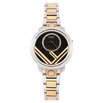 Fendi Run Away Round Quartz Watch Stainless Steel and Plated Metal with Diamond Dial 28