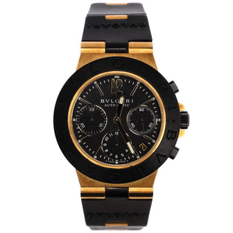 Bvlgari Diagono Choronograph Automatic Watch Yellow Gold and Rubber 38