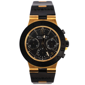 Bvlgari Diagono Choronograph Automatic Watch Yellow Gold and Rubber 38
