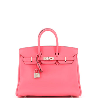 Hermes Birkin Handbag Pink Swift with Palladium Hardware 25
