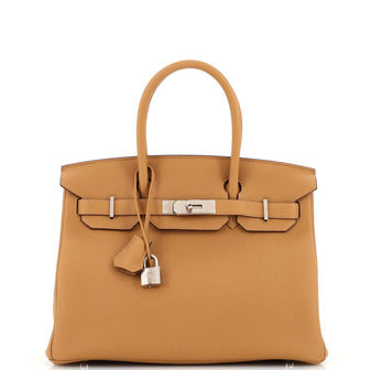 Hermes Birkin Handbag Brown Togo with Palladium Hardware 30
