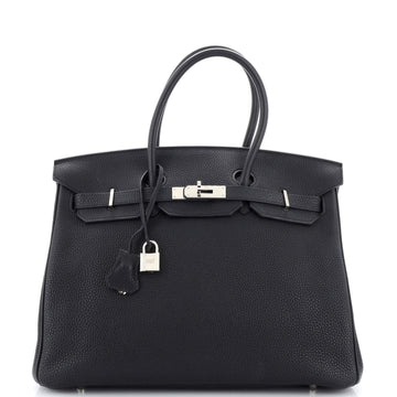 Hermes Birkin Handbag Black Togo with Palladium Hardware 35