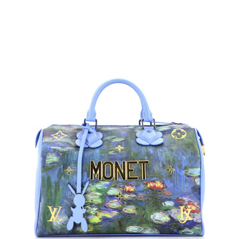 Louis Vuitton Speedy Handbag Limited Edition Jeff Koons Monet Print Canvas 30