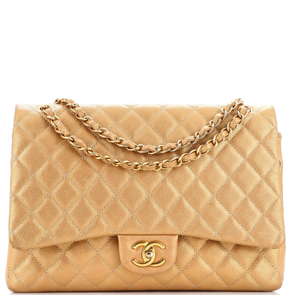 Chanel Yellow Quilted Leather Maxi Classic Double Flap Bag