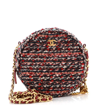 Chanel Charm Round Clutch with Chain Quilted Tweed
