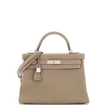Hermes Kelly Handbag Grey Togo with Palladium Hardware 32