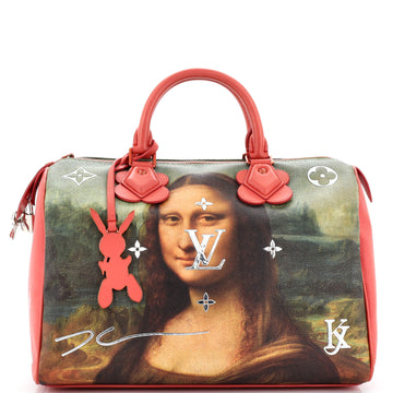 Louis Vuitton Speedy Handbag Limited Edition Jeff Koons Da Vinci Print Canvas 30