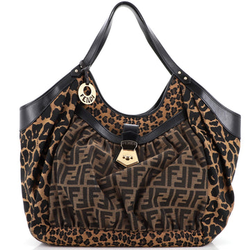 Fendi Chef Pocket Tote Printed Canvas with Zucca Canvas Large