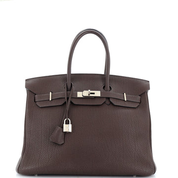Hermes Birkin Handbag Brown Togo with Palladium Hardware 35