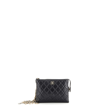 Chanel Coco Charms Wristlet Pouch Quilted Lambskin