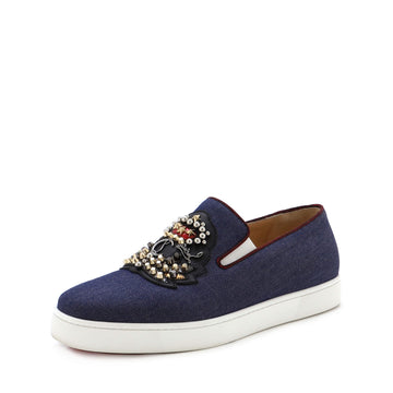 Christian Louboutin Ecuboat Slip-On Sneakers Embellished Denim