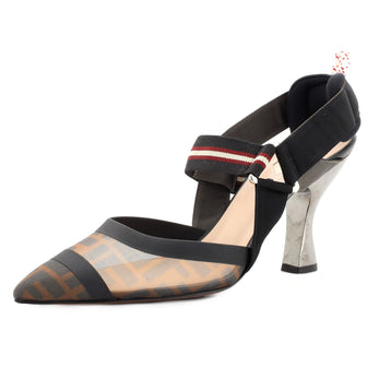 Fendi Women's Colibri Slingback Pumps Zucca Mesh